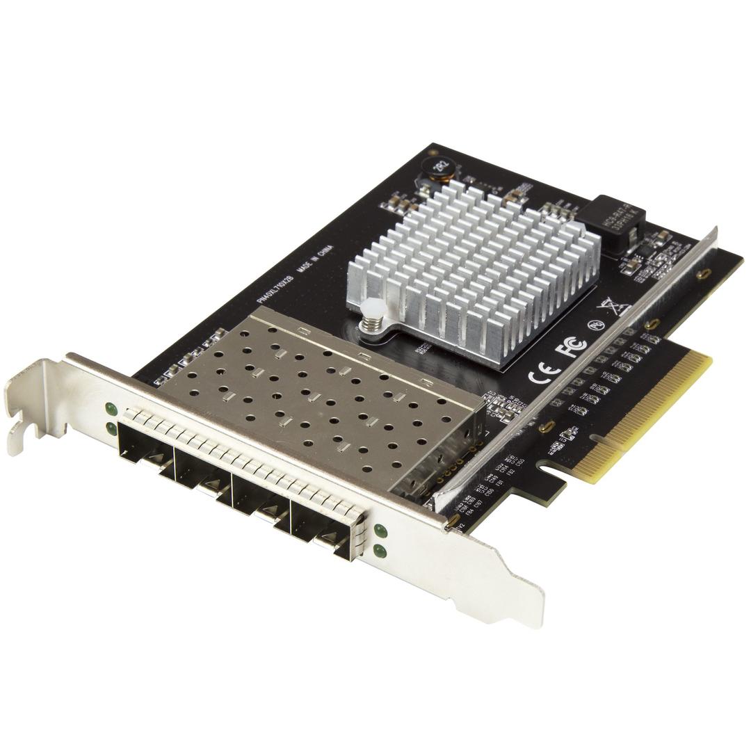 StarTech - Quad Port 10G SFP+ Network Card, Intel XL710 Open SFP+ Converged Adapter, PCIe 10 Gigabit Ethernet Server NIC, 10GbE Fiber Optic LAN Card Dell PowerEdge HPE ProLiant, NIC Card - 10Gb SFP+ NIC Card (PE