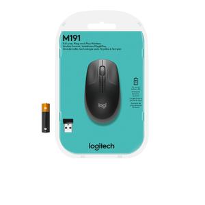 LOGITECH M190 Full-size Wireless Optical PC Mouse - Charcoal - Mus - Optisk - 3 knapper - Sort (910-005905)