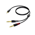 PROCAB Interconnect CLA713/1,5 Sort 3,5mm Stereo - 2 x Jack 6,3mm Mono 1,5m