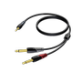 PROCAB Interconnect CLA713/1,5 Sort 3,5mm Stereo - 2 x Jack 6,3mm Mono 1,5m