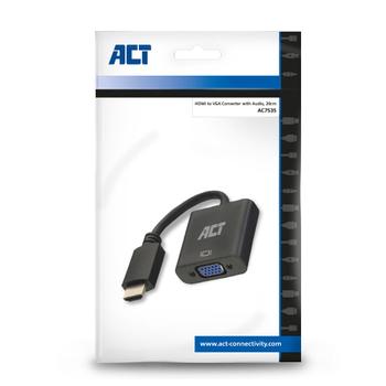 ACT VGA Female Adapterkabel HDMI Male AC7535 Zwart 15 cm (AC7535)