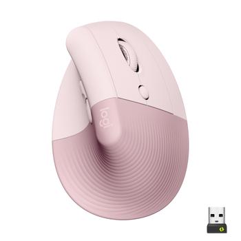 Logitech Lift Vertical Ergonomic Mouse - vertikal mus - Bluetooth,  2.4 GHz - rosa (910-006478)