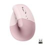 LOGITECH h Lift Vertical Ergonomic Mouse - Vertical mouse - ergonomic - optical - 6 buttons - wireless - Bluetooth, 2.4 GHz - Logitech Logi Bolt USB receiver - rose