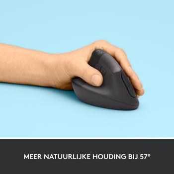LOGITECH h Lift Vertical Ergonomic Mouse - Vertical mouse - ergonomic - left-handed - optical - 6 buttons - wireless - Bluetooth,  2.4 GHz - Logitech Logi Bolt USB receiver - graphite (910-006474)