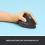LOGITECH h Lift Vertical Ergonomic Mouse - Vertical mouse - ergonomic - left-handed - optical - 6 buttons - wireless - Bluetooth,  2.4 GHz - Logitech Logi Bolt USB receiver - graphite (910-006474)