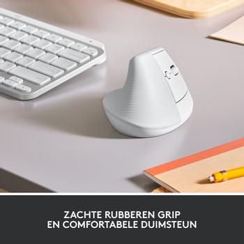LOGITECH h Lift Vertical Ergonomic Mouse - Vertical mouse - ergonomic - optical - 6 buttons - wireless - Bluetooth,  2.4 GHz - Logitech Logi Bolt USB receiver - off-white (910-006475)