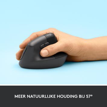 Logitech Lift Vertical Ergonomic Mouse - vertikal mus - Bluetooth,  2.4 GHz - grafitt (910-006473)