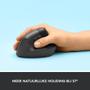 LOGITECH h Lift Vertical Ergonomic Mouse - Vertical mouse - ergonomic - optical - 6 buttons - wireless - Bluetooth,  2.4 GHz - Logitech Logi Bolt USB receiver - graphite (910-006473)