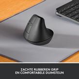 Logitech Lift Vertical Ergonomic Mouse - vertikal mus - Bluetooth,  2.4 GHz - grafitt (910-006474)