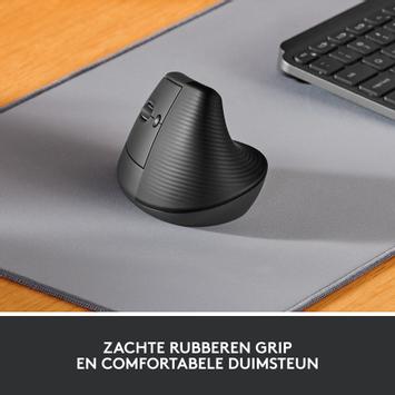 Logitech Lift Vertical Ergonomic Mouse - vertikal mus - Bluetooth,  2.4 GHz - grafitt (910-006474)