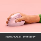Logitech Lift Vertical Ergonomic Mouse - vertikal mus - Bluetooth,  2.4 GHz - rosa (910-006478)