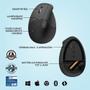 LOGITECH h Lift Vertical Ergonomic Mouse - Vertical mouse - ergonomic - left-handed - optical - 6 buttons - wireless - Bluetooth,  2.4 GHz - Logitech Logi Bolt USB receiver - graphite (910-006474)