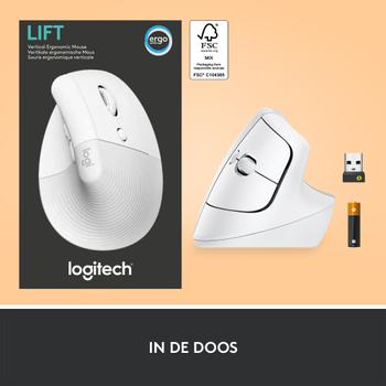 LOGITECH h Lift Vertical Ergonomic Mouse - Vertical mouse - ergonomic - optical - 6 buttons - wireless - Bluetooth,  2.4 GHz - Logitech Logi Bolt USB receiver - off-white (910-006475)