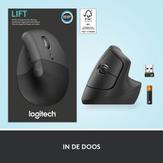 Logitech Lift Vertical Ergonomic Mouse - vertikal mus - Bluetooth,  2.4 GHz - grafitt (910-006473)