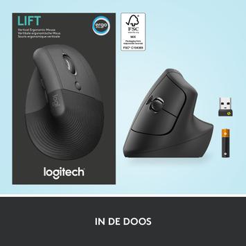 Logitech Lift Vertical Ergonomic Mouse - vertikal mus - Bluetooth,  2.4 GHz - grafitt (910-006473)