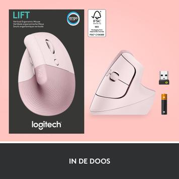Logitech Lift Vertical Ergonomic Mouse - vertikal mus - Bluetooth,  2.4 GHz - rosa (910-006478)