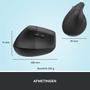 LOGITECH h Lift Vertical Ergonomic Mouse - Vertical mouse - ergonomic - left-handed - optical - 6 buttons - wireless - Bluetooth,  2.4 GHz - Logitech Logi Bolt USB receiver - graphite (910-006474)