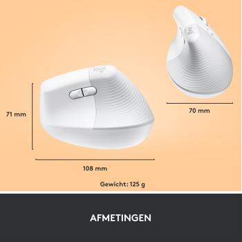 LOGITECH h Lift Vertical Ergonomic Mouse - Vertical mouse - ergonomic - optical - 6 buttons - wireless - Bluetooth,  2.4 GHz - Logitech Logi Bolt USB receiver - off-white (910-006475)