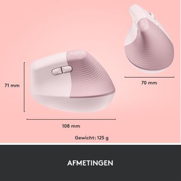 Logitech Lift Vertical Ergonomic Mouse - vertikal mus - Bluetooth,  2.4 GHz - rosa (910-006478)
