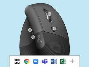 LOGITECH Lift Vertical Ergonomic Mouse Vertical mouse ergonomic optical 6 buttons wireless Bluetooth 2.4 GHz Bolt USB (910-006473)