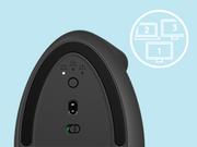 Logitech Lift Vertical Ergonomic Mouse - vertikal mus - Bluetooth,  2.4 GHz - grafitt (910-006473)