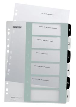 LEITZ Register printbar PP A4+ 1-6 hvid/sort (12140000)