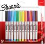 SHARPIE Permanent Marker Ultra Fine Tip 0.5mm Line Assorted Colours (Pack 12) - 2065408
