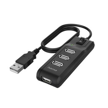 HAMA Hub USB-A 2.0 Switch 4x Ports 480 Mbit/s Black (00200118)