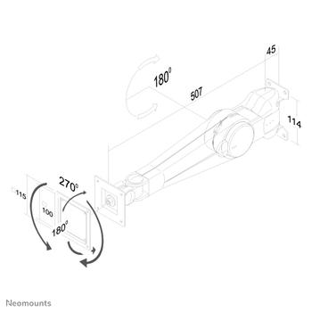 Neomounts by Newstar Wall Mount for flatscreens 10-24inch height adjustable arm Black (FPMA-W500BLACK)