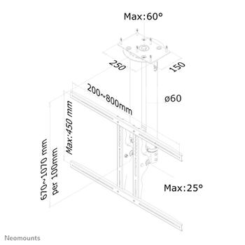 Neomounts by Newstar LCD/ PLASMA TV CEILING ASSEMBLY H.64 - 104CM/ SILVER NS (PLASMA-C100)