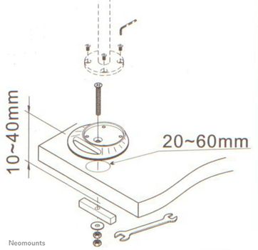 Neomounts by Newstar FPMA-D9GROMMET Desk Mount Grommet suitable for FPMA-D910 to FPMA-D1130 silver (FPMA-D9GROMMET)
