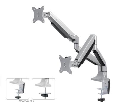 Neomounts by Newstar NM-D750DSILVER / NeoMounts Flat Screen Desk mount (10-32") desk clamp/ grommet / für 2 Screens / max 18kg / silber (NM-D750DSILVER)
