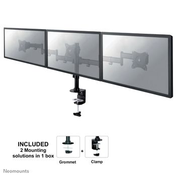 Neomounts by Newstar NEOMOUNTS SELECT Flat Screen Desk mount 10-27inch clamp/ grommet 3 screens 24kg Black (NM-D135D3BLACK)