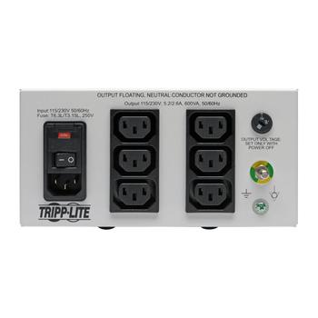 TRIPP LITE TRIPPLITE Isolator Series Dual-Voltage 115/230V 600W 60601-1edical-Grade Isolation Transformer C14 Inlet 6 C13 Outlets (IS600HGDV)