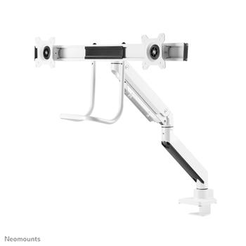 Neomounts by Newstar NEOMOUNTS Monitor Dual-Deskmount with crossbar 10-32inch Full Motion Gasspring Tilt Rotate Swivel Grommet/ Clamp white (NM-D775DXWHITE)