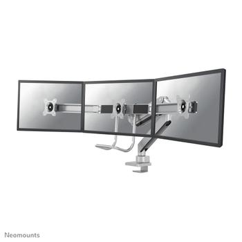 Neomounts by Newstar NEOMOUNTS BY Monitor Triple-Deskmount with crossbar 17-24inch Full Motion Gasspring Tilt Rotate Swivel Grommet/ Clamp silver (NM-D775DX3SILVER)