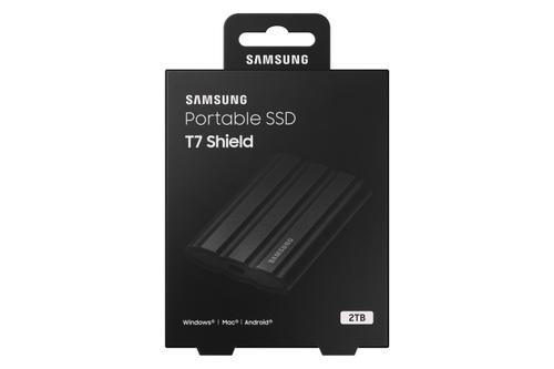 SAMSUNG g T7 Shield MU-PE2T0S - SSD - encrypted - 2 TB - external (portable) - USB 3.2 Gen 2 (USB-C connector) - 256-bit AES - black (MU-PE2T0S/EU)