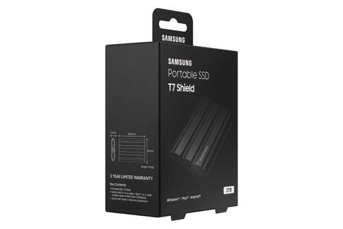 SAMSUNG g T7 Shield MU-PE2T0S - SSD - encrypted - 2 TB - external (portable) - USB 3.2 Gen 2 (USB-C connector) - 256-bit AES - black (MU-PE2T0S/EU)