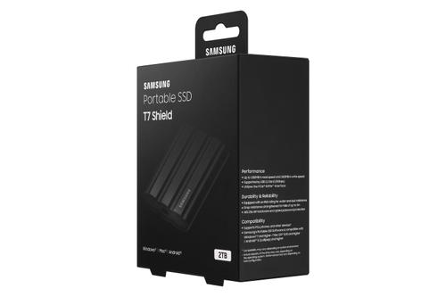SAMSUNG g T7 Shield MU-PE2T0S - SSD - encrypted - 2 TB - external (portable) - USB 3.2 Gen 2 (USB-C connector) - 256-bit AES - black (MU-PE2T0S/EU)