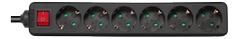 DELTACO outlet 6xCEE 7/3 1xCEE 7/7 switch 3m black