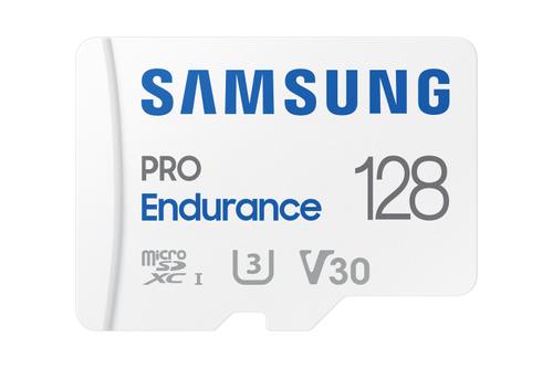 SAMSUNG PRO Endurance microSD 128GB UHS-I U3 Class10 R100/W40 up to 70080 hours incl. SD Adapter 2022 (MB-MJ128KA/EU)