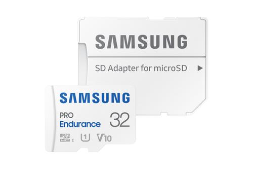 SAMSUNG PRO Endurance microSD 32GB UHS-I U1 Class10 R100/W30 up to 17520 hours incl SD Adapter 2022 (MB-MJ32KA/EU)