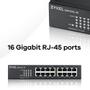 ZYXEL GS1100-16 v3, 16 port Gigabit Unmanaged Switch, Fanless (GS1100-16-EU0103F)