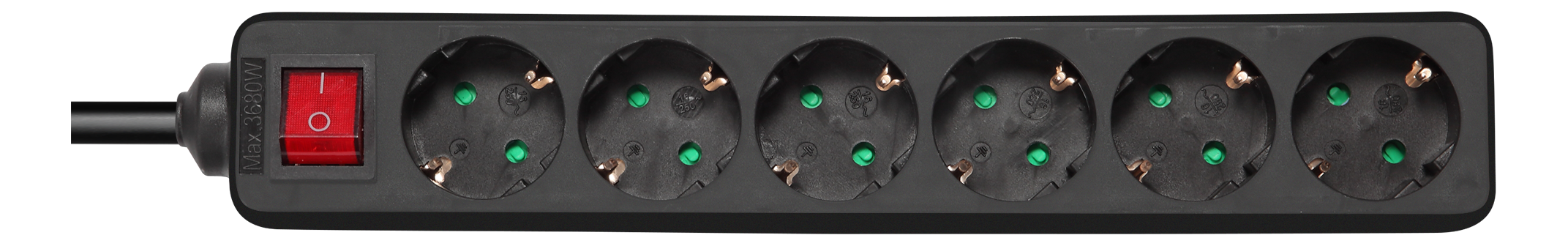 DELTACO outlet 6xCEE 7/3 1xCEE 7/7 switch 1,5m black (GT-0660)