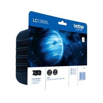 BROTHER LC1280XL Twin-Pack - 2-pack - black - original - blister with acoustic / electromagnetic alarm - ink cartridge - for Brother MFC-J5910DW,  MFC-J6510DW,  MFC-J6710DW,  MFC-J6910DW (LC1280XLBKBP2DR)