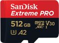 SANDISK k Extreme Pro - Flash memory card (microSDXC to SD adapter included) - 512 GB - A2 / Video Class V30 / UHS-I U3 / Class10 - microSDXC UHS-I