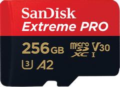 SANDISK k Extreme Pro - Flash memory card (microSDXC to SD adapter included) - 256 GB - A2 / Video Class V30 / UHS-I U3 / Class10 - microSDXC UHS-I