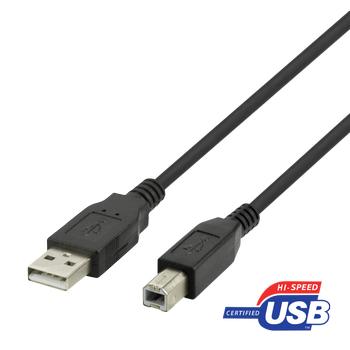 DELTACO USB 2.0 kabel Typ A hane - Typ B hane 2m, svart (00140005)