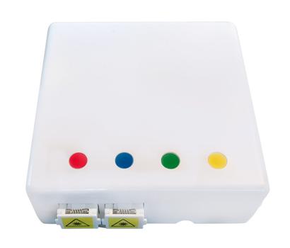 OEM LWL-Wandverteiler FTTH Box für 4 Kupplungen SC-S oder LC-D 80x80 mit Kabelführung,  DIN-Rail/ Wand (FTTH-BOX-IN-6)