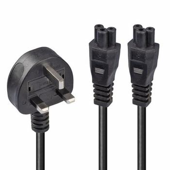 LINDY Y-Power Cable G (UK) to 2x C5. Black. 2.5m Factory Sealed (30428)